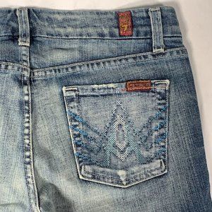 7 For All Mankind Embroidered Pocket Embellished Denim Bermuda Shorts Jeans 27